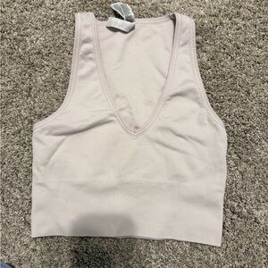 Athleta Cream Fitted Crop Tank Top